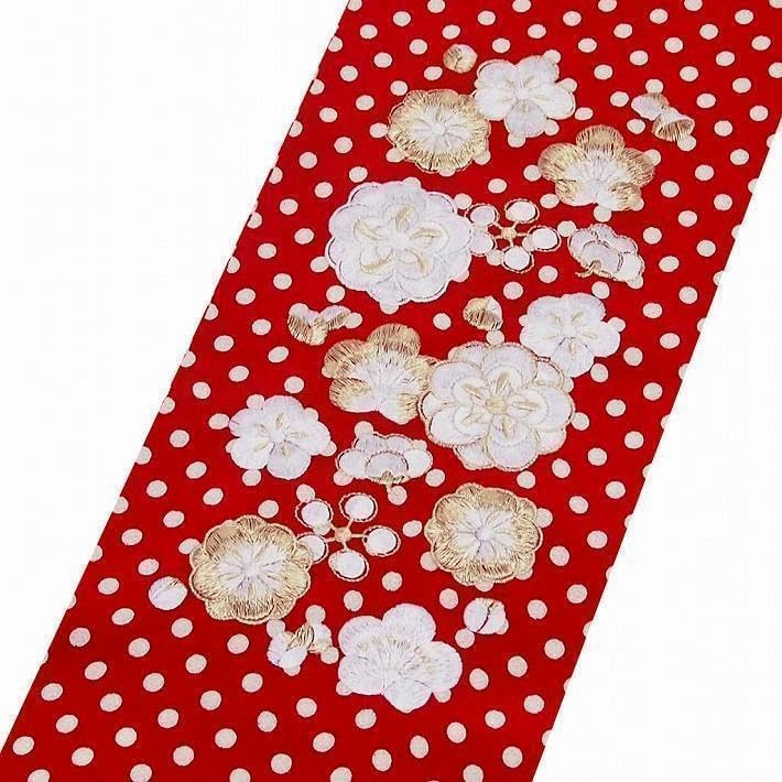 本場筑前博多織 半幅帯 タグ付 花唐草模様 縞模様 正絹 No.1-22 本場